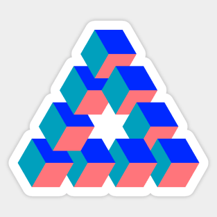 Optical triangle #6 - blues and salmon Sticker